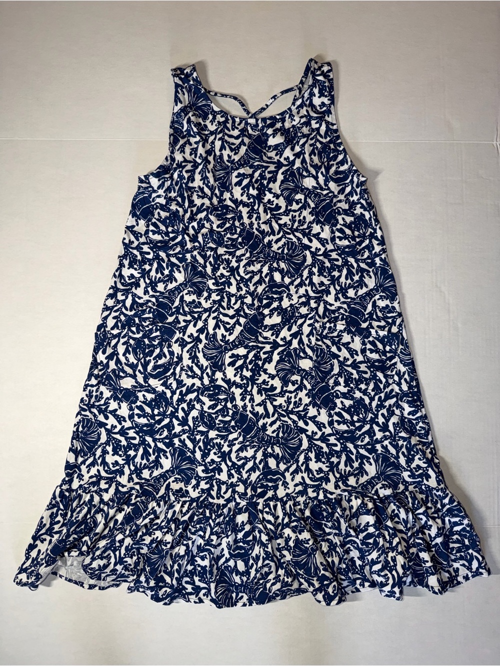Lilly Pulitzer Navy and White Floral Ruffle-Hem Sundress